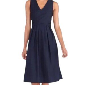 J. by J. Crew Navy Blue Cotton Wrap Tie Midi Dress